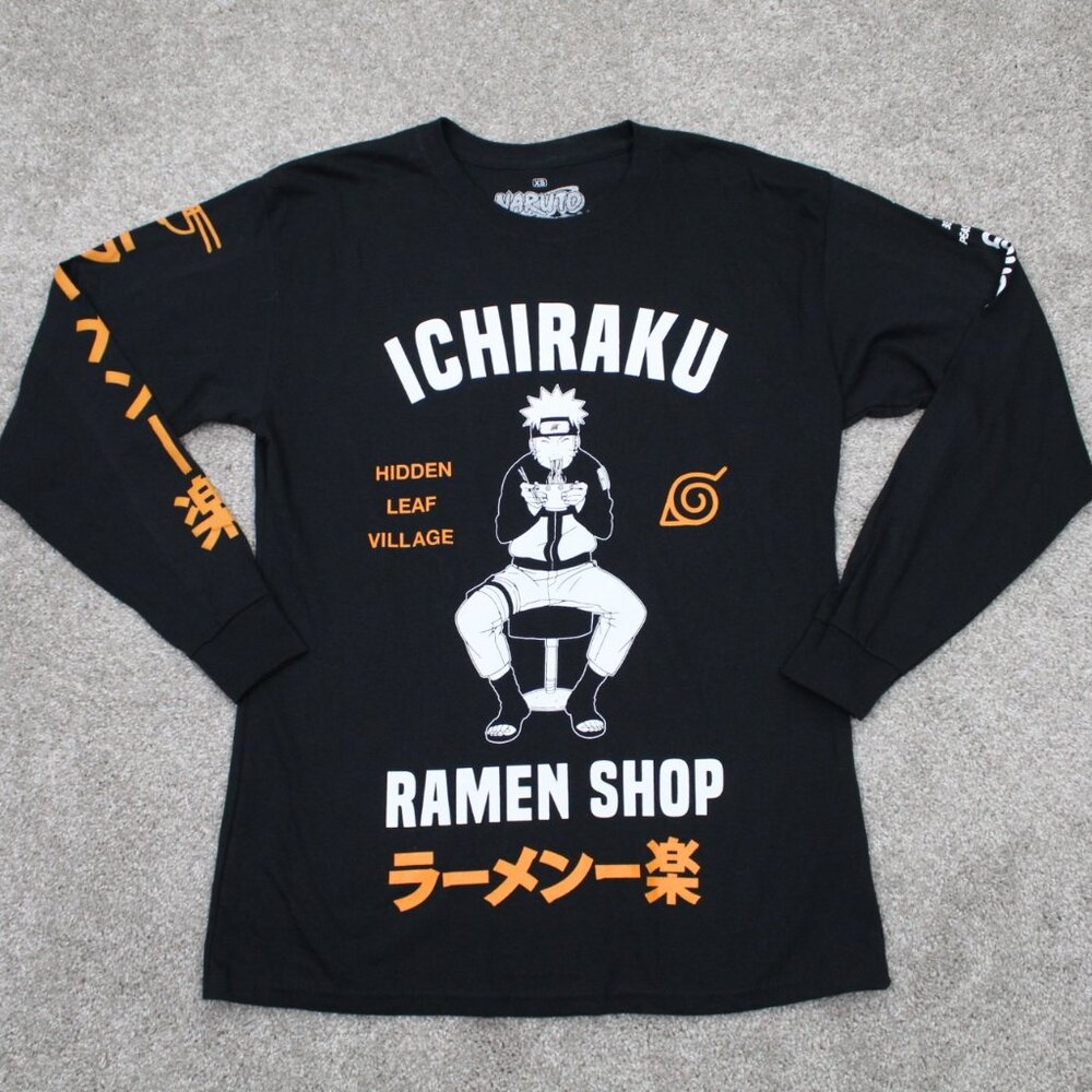 Naruto Shippuden Shirt Mens XS‎ Black Ichiraku Ramen Ripple Junction Cotton L/S
